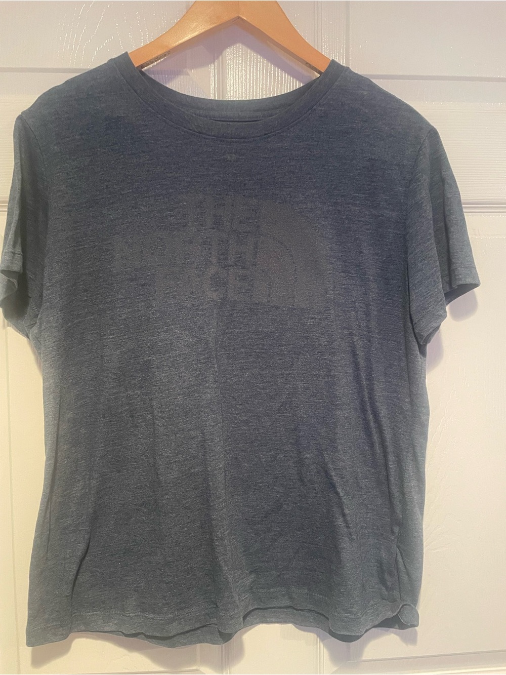 Vintage The North Face Women's Short Sleeve Tee - Heather Teal Blue - Picture 1 of 4